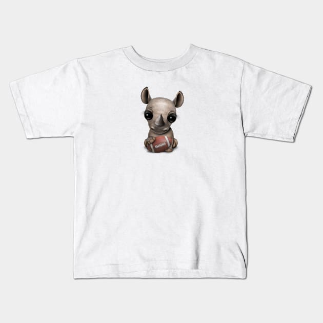 Cute Baby Rhino Playing With Football Kids T-Shirt by jeffbartels